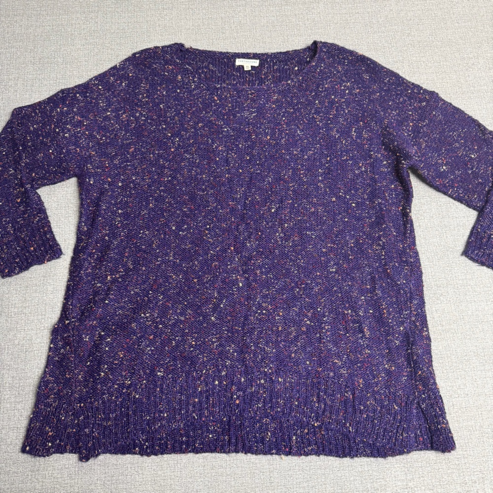 Earthbound Trading Co Purple Confetti Knit Sweater‎ XL